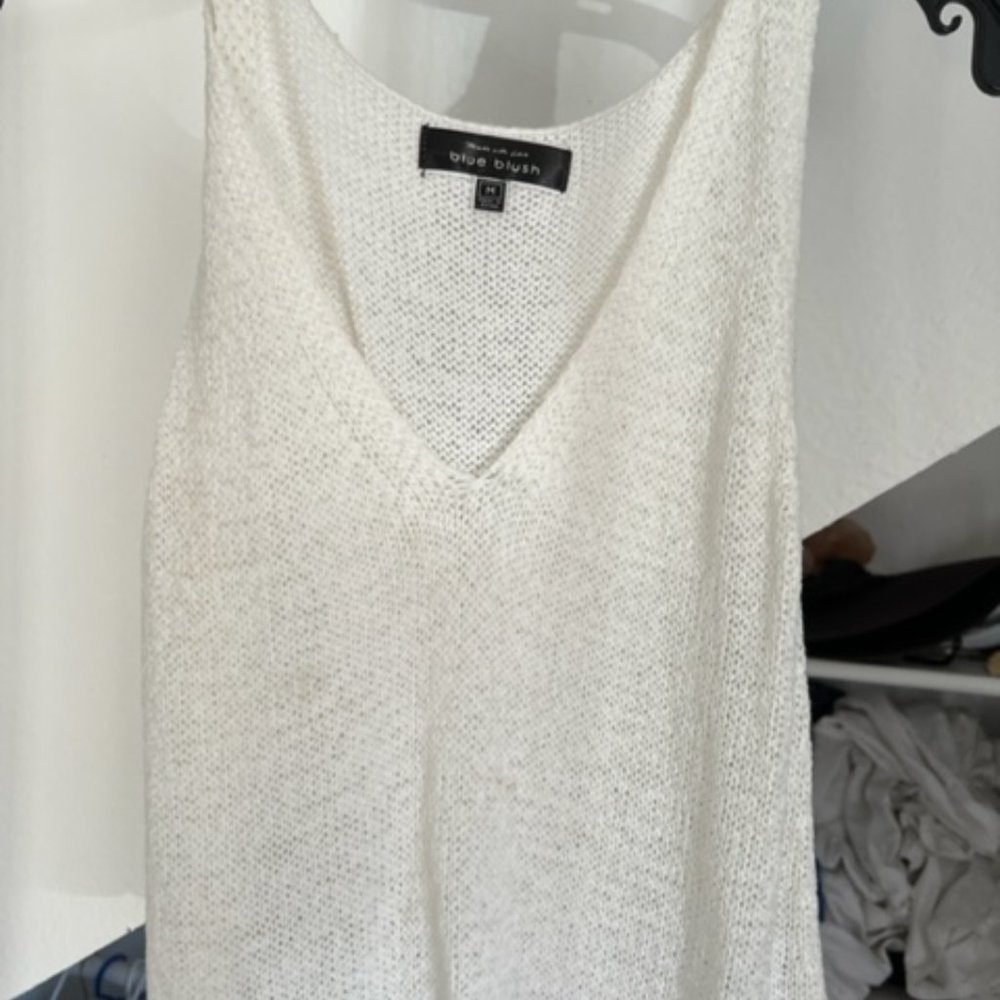 Blue Blush White Tank Top